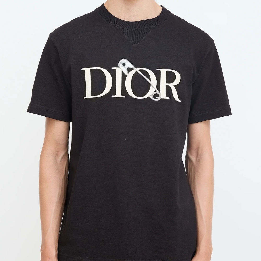 Dior Black Safety Pin Embroided Tshirt